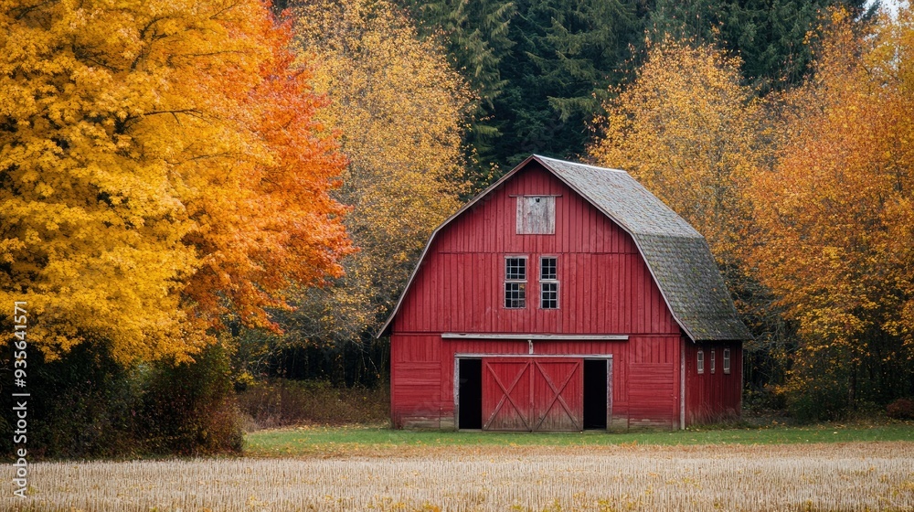 A red barn surrounded by autumn trees, symbolizing rural charm and seasonal beauty9267-4136-8424-702c7b2b32d5 A red barn surrounded by autumn trees, symbolizing rural charm and seasonal beauty9267-4136-8424-702c7b2b32d5
