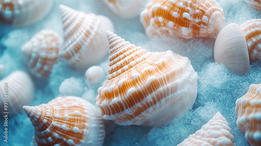 seashells on a textured background, representing the beauty and chaos of nature’s intricate designs seashells on a textured background, representing the beauty and chaos of nature’s intricate designs