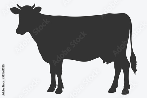 Cow Silhouette Vector, Majestic, High-Quality, and Detailed Outline Illustration for Your Creative Projects