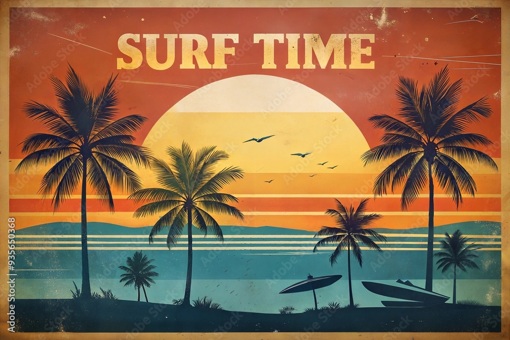 Obraz premium surf time, banner