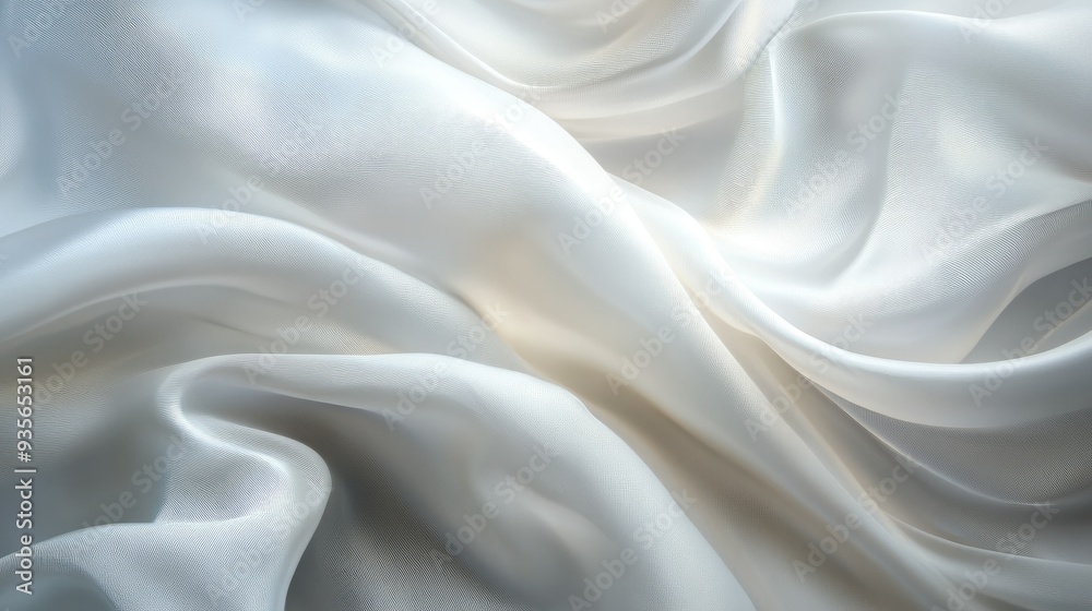 Obraz premium A white silk fabric flowing in the wind, symbolizing softness and grace