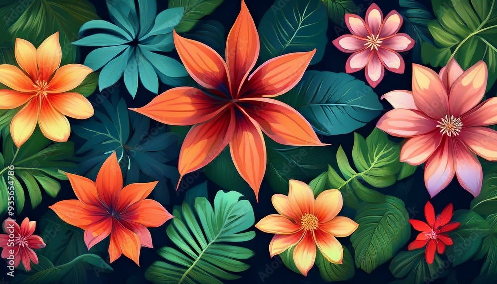 Fototapeta premium Jungle Jewels: A Botanical Journey Through the World's Most Beautiful Flowers