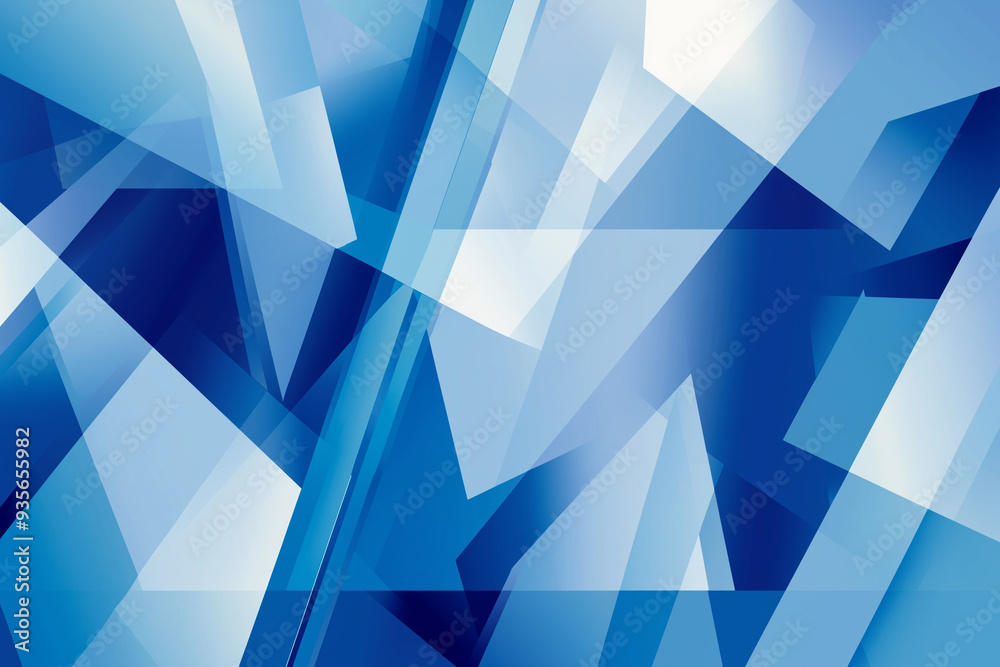 Fototapeta premium 青の背景、幾何学模様、ポリゴン、ビジネス
