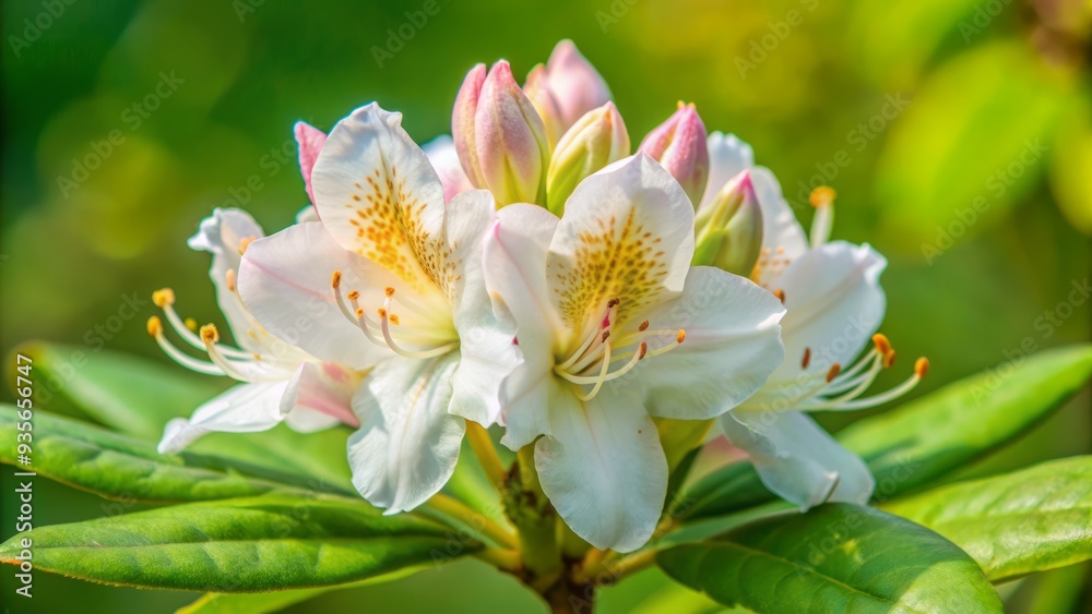 Close-up of a delicate, vibrant pink rhododendron bloom with intricate texture, soft petals, and detailed stamens against a pure white, isolated background. Close-up of a delicate, vibrant pink rhododendron bloom with intricate texture, soft petals, and detailed stamens against a pure white, isolated background.