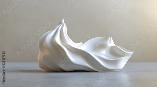 White Abstract Sculpture with Swirling Curves