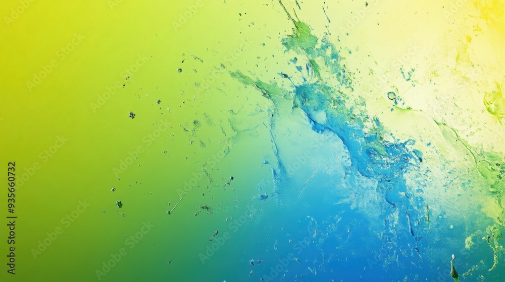Abstract art featuring a dynamic splash of green, blue, and yellow hues, creating a vibrant and energetic atmosphere. Abstract art featuring a dynamic splash of green, blue, and yellow hues, creating a vibrant and energetic atmosphere.