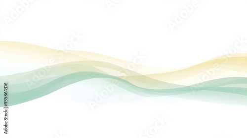 Subtle abstract waves in pastel shades create a serene and flowing composition with soft greens and yellows.