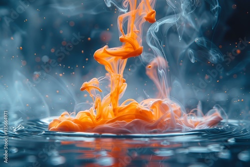Obraz na płótnie a fire in water with smoke. 