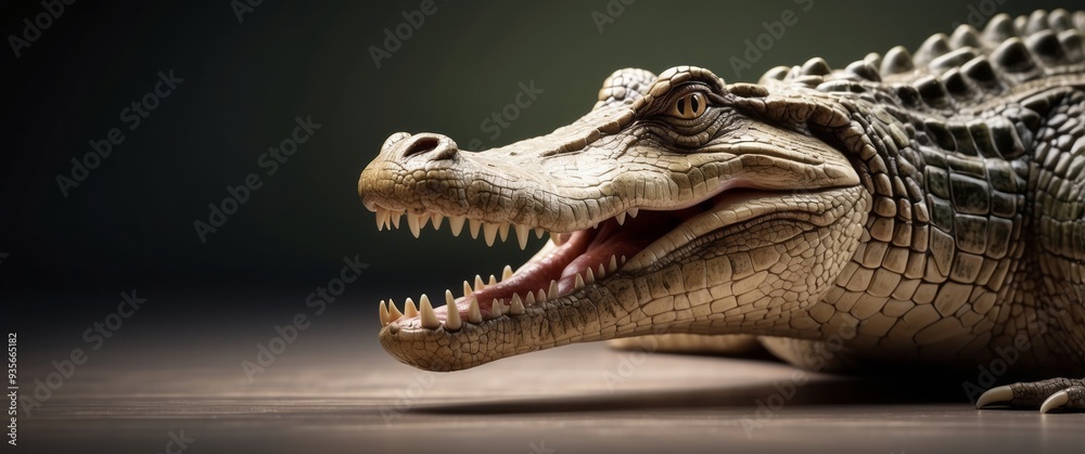Fototapeta premium Close-up of an Alligator with Open Mouth and Sharp Teeth