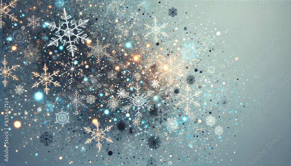 Fototapeta premium A particle effect wallpaper with a plain background where snowflakes dance