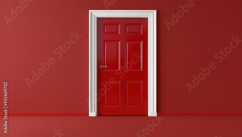 Red door on a red background.