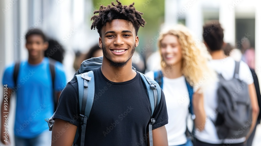 Teenager Group Smiling Walking Urban Streets Diversity Students Backpacking Together Sunshine Teenager Group Smiling Walking Urban Streets Diversity Students Backpacking Together Sunshine