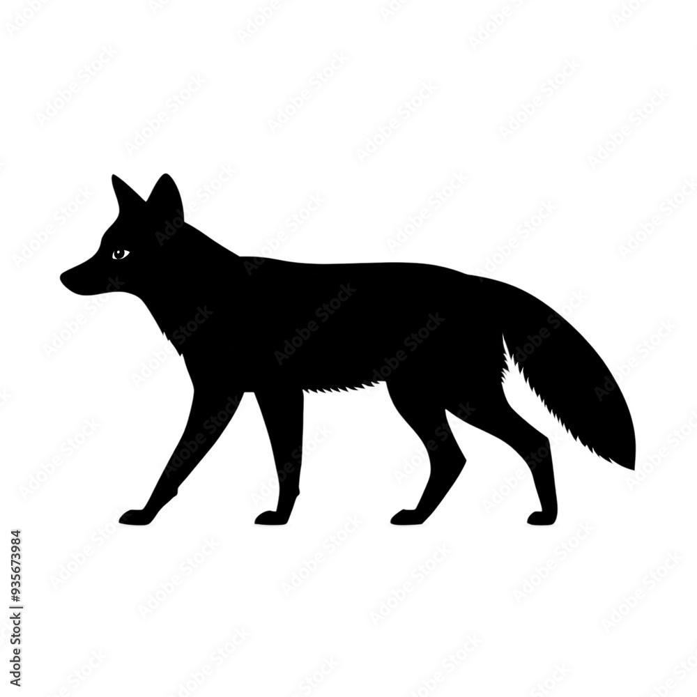Sleek black silhouette of a fox walking stealthily isolated on transparent background Sleek black silhouette of a fox walking stealthily isolated on transparent background