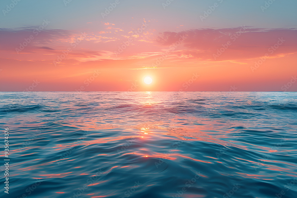 Fototapeta premium Breathtaking Sunset Over the Ocean Horizon