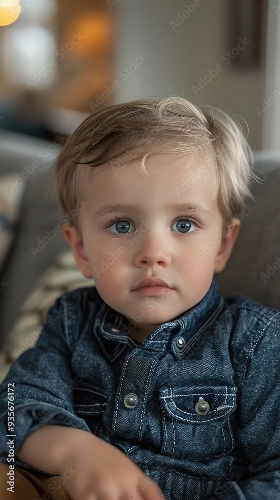 Adorable Toddler Boy in Denim Shirt - Cute Portrait Photography Adorable Toddler Boy in Denim Shirt - Cute Portrait Photography