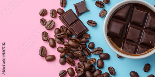 Coffee beans and chocolate, coffee beans, chocolate, coffee and chocolate, chocolate pairing, coffee treat, chocolate delight