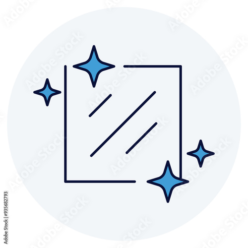 Mirror Smooth Finish Icon Design. Represents Smooth Finish, Mirror-Like Surface, Flawless Finish, Polished Surface. Vector icon.