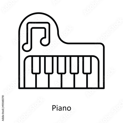 Piano vector outline icon design illustration ,music equipment symbol on white background ,EPS 10 file 