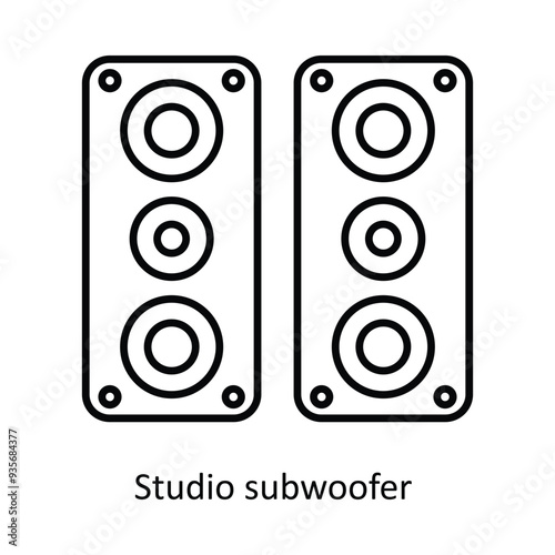 Studio subwoofer  vector outline icon design illustration ,music equipment symbol on white background ,EPS 10 file 