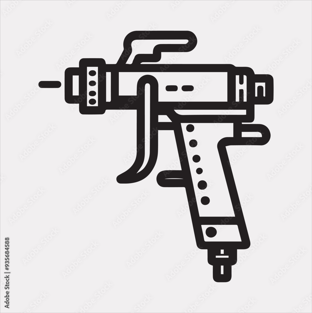 Paint spray gun outline icon Vector silhouette icon on a white background Paint spray gun outline icon Vector silhouette icon on a white background