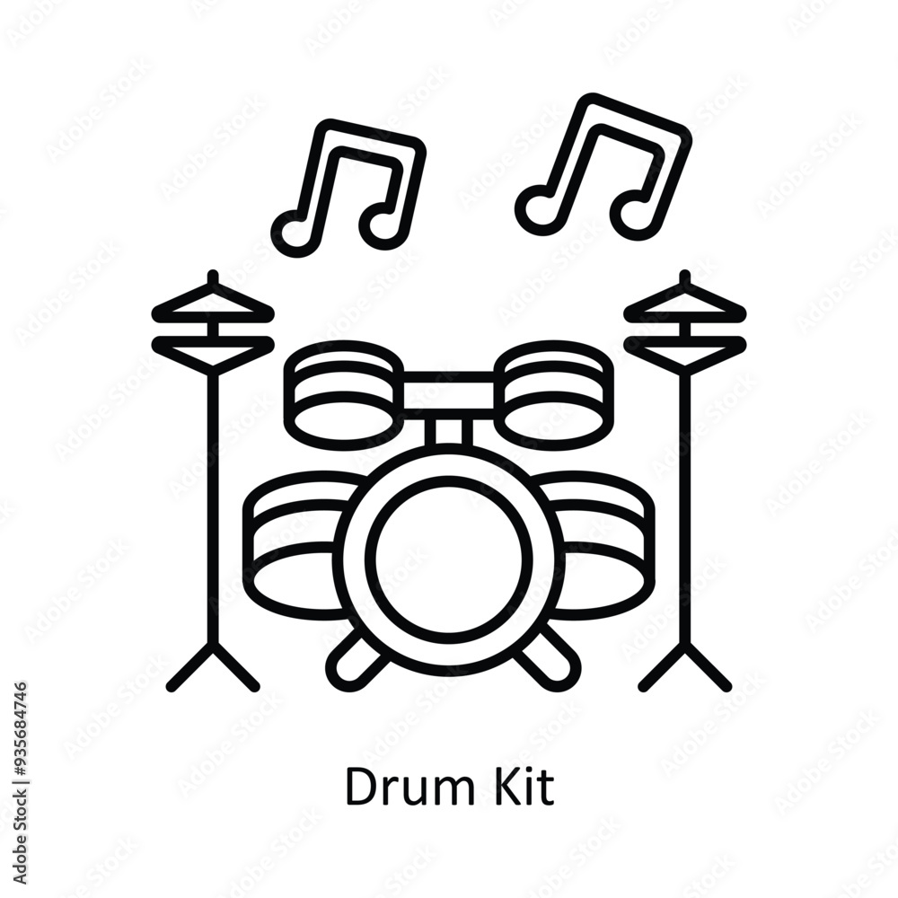 Drum Kit vector outline icon design illustration ,music equipment symbol on white background ,EPS 10 file Drum Kit vector outline icon design illustration ,music equipment symbol on white background ,EPS 10 file