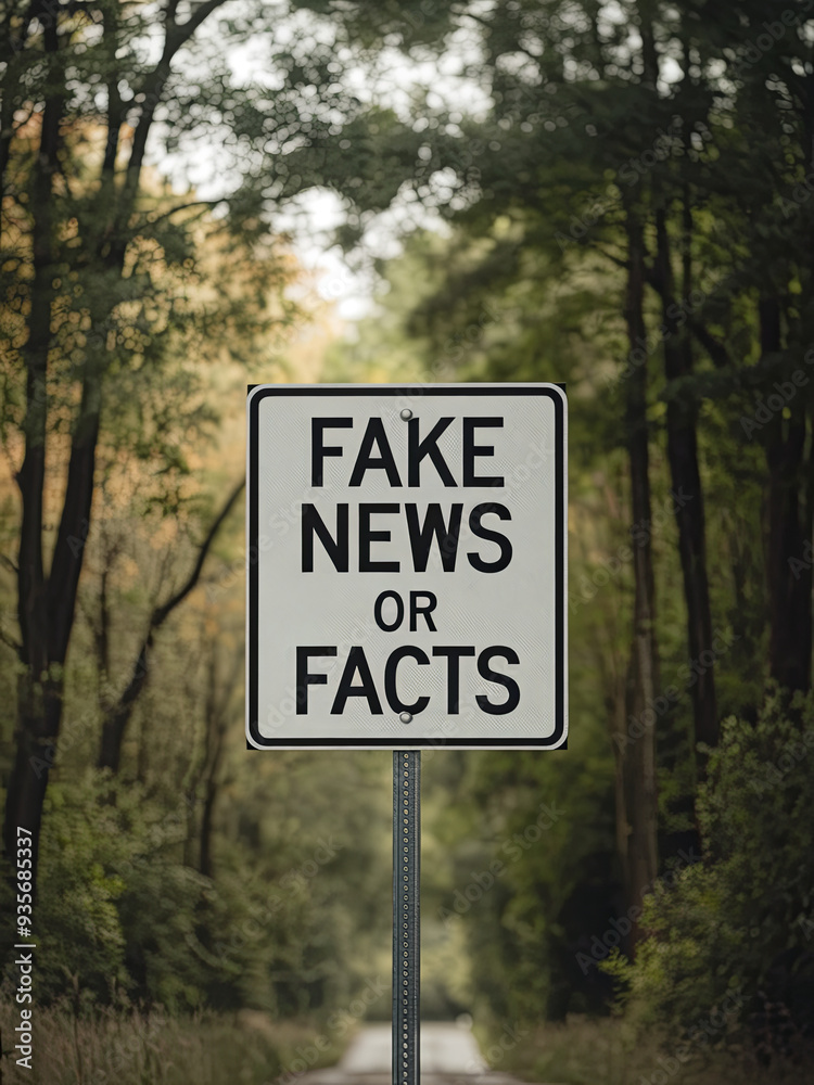 Fake news or facts road sign with written “Fake News” Fake news or facts road sign with written “Fake News”
