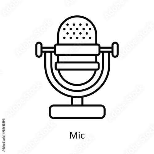 Mic vector outline icon design illustration ,music equipment symbol on white background ,EPS 10 file 