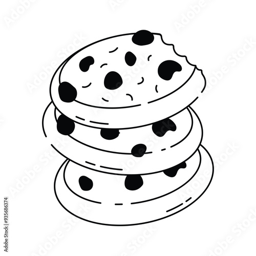 A stack of delicious cookies, dessert, bakery, and sweets vector
