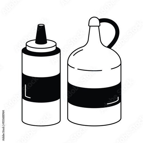 Ketchup and mustard bottles, sauce container vector design