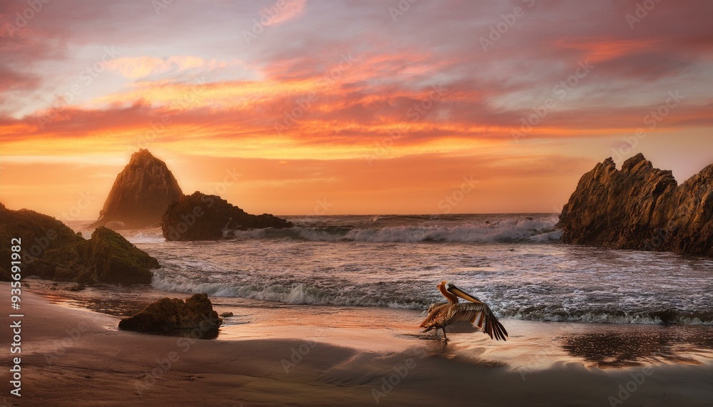 Crimson Skies and Rock Arches: An Evening at the Beach Crimson Skies and Rock Arches: An Evening at the Beach