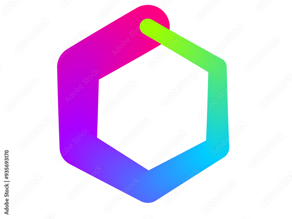 thick stroke hexagon shape in rainbow colors on transparent background thick stroke hexagon shape in rainbow colors on transparent background
