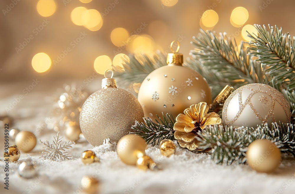 Christmas background with tree and balls