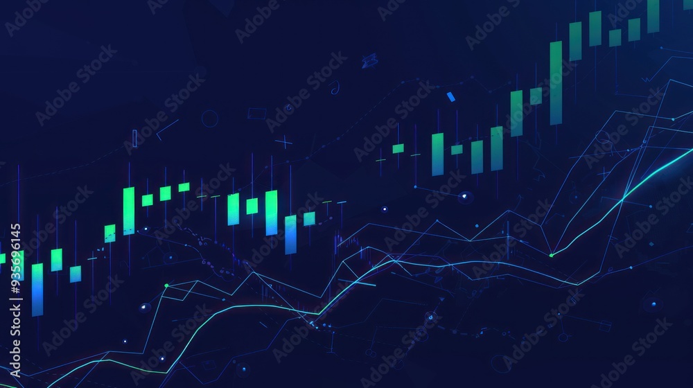 Naklejka premium Abstract Blue and Green Candlestick Chart
