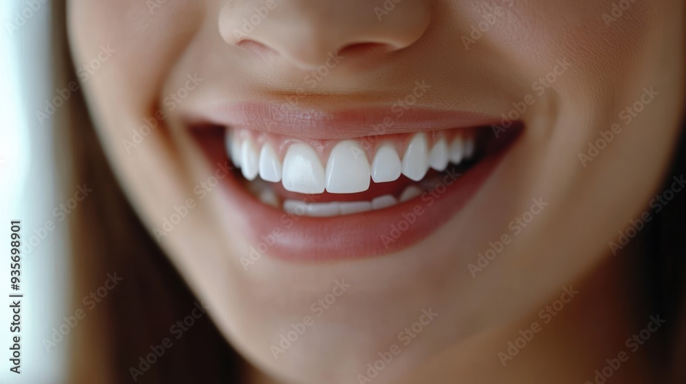 Close up of a woman's smile with perfect white teeth. Close up of a woman's smile with perfect white teeth.