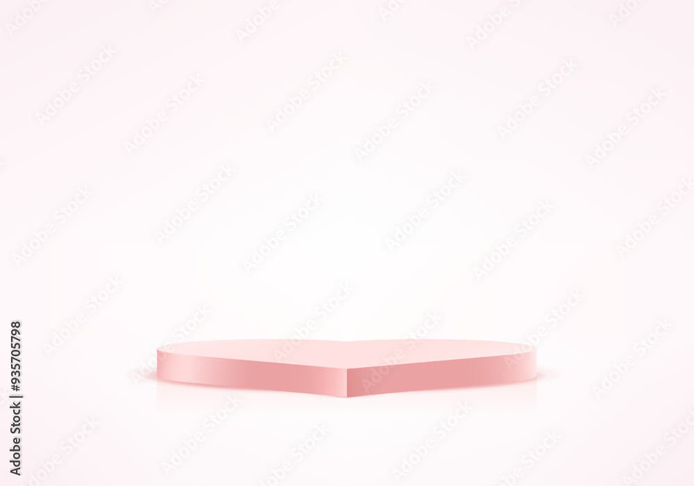 Pink studio room background with heart shape podium. Valentine platforms mockup product display presentation. Space for selling products on the website. Vector illustration. Pink studio room background with heart shape podium. Valentine platforms mockup product display presentation. Space for selling products on the website. Vector illustration.