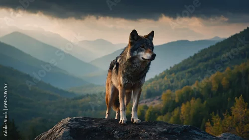 Fototapeta samoprzylepna Wilk w naturalnym środowisku. Generative AI.