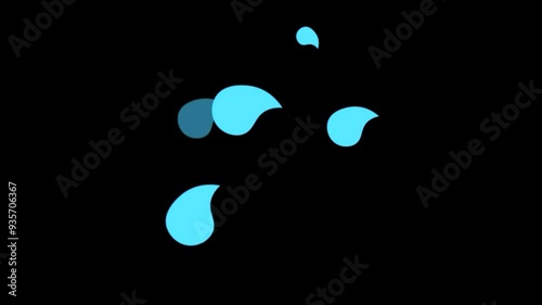 Liquid water splash cartoon shape animation. Cartoon Fx Water Elements. Water Splash with alpha Channel.