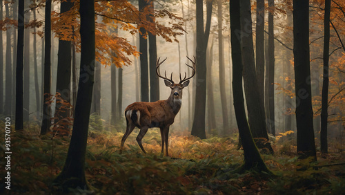 Sarna w naturalnym środowisku. Generative AI.