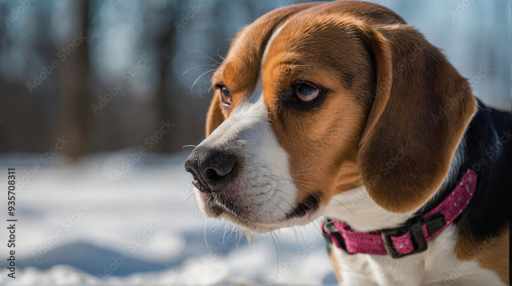 Pies beagle w naturalnym środowisku. Generative AI.