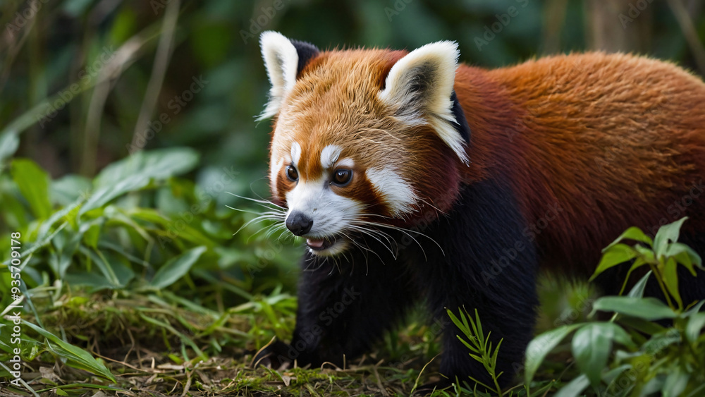 Panda ruda w naturalnym środowisku. Generative AI