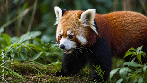 Obraz na płótnie Panda ruda w naturalnym środowisku. Generative AI w salonie