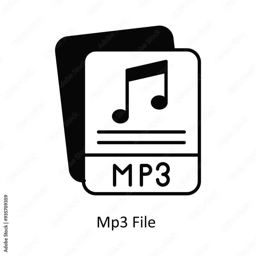 Mp3 File  vector solid icon design illustration ,music equipment symbol on white background ,EPS 10 file 