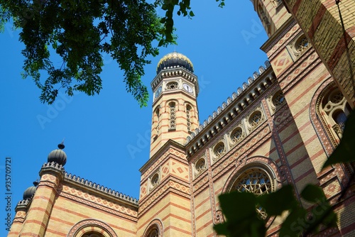 Exterior view of the largest synagogue in Europe in Budapest, Hungary. photo