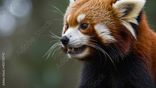 Obraz na płótnie Panda ruda w naturalnym środowisku. Generative AI w salonie