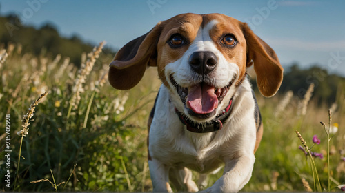 Obraz na płótnie Pies beagle w naturalnym środowisku. Generative AI. w salonie