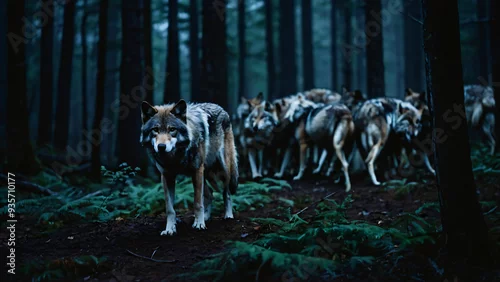 Fototapeta samoprzylepna WIlk w naturalnym środowisku. Generative AI.