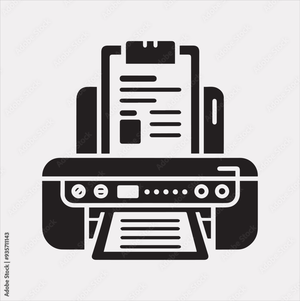 computer Pinter icon Vector silhouette illustration icon on a white background