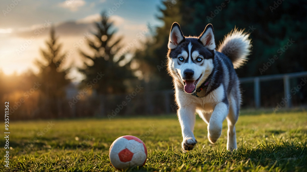 Pies rasy Husky. Generative AI.