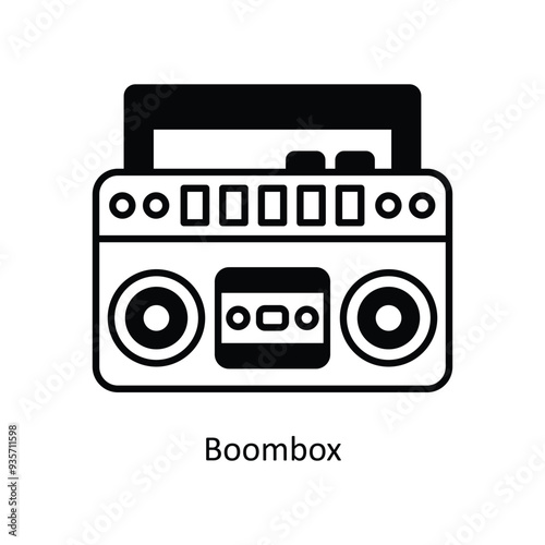 Boombox vector solid icon design illustration ,music equipment symbol on white background ,EPS 10 file 