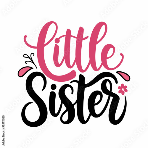 Colorful typography features the words Little Sister